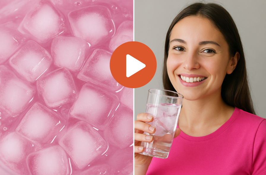 YouTube Video Pink Ice Cubes and Woman in Pink Shirt
